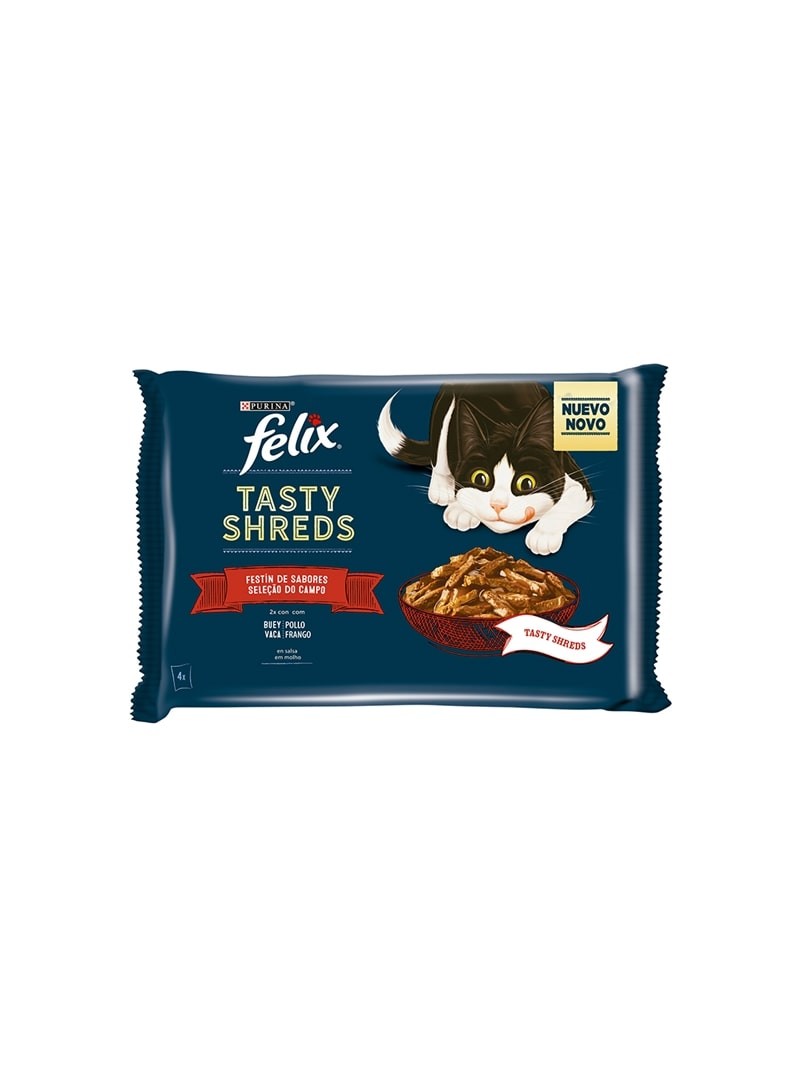 FELIX TASTY SHREDS - Salmão e atum - 4 x 80gr - P12473644 FELIX TASTY SHREDS - Salmão e atum - 4 x 80gr - P12473644